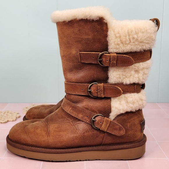 UGG Becket Leather & Shearling Mid-Calf Boots - Picture 4 of 8